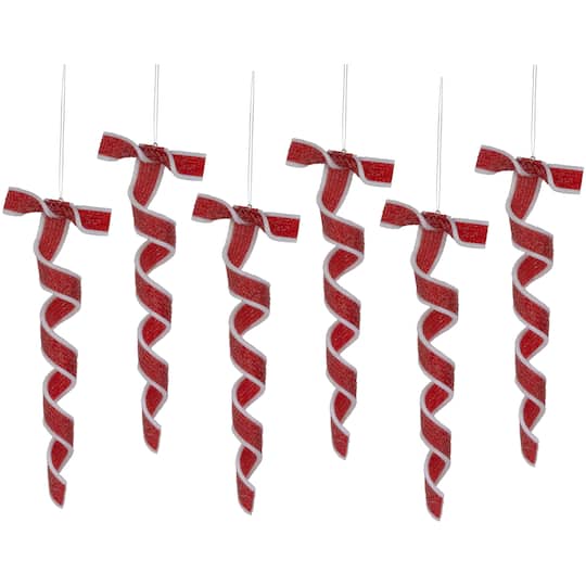 6ct Frosted Red and White Candy Twist Christmas Ornaments 9" By Northlight | Michaels®